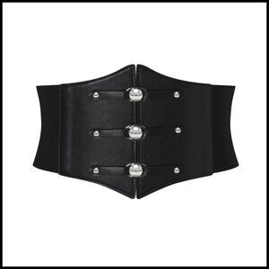 Wide Stretchy Corset Belt with Silver Rivet Vintage Style Y2K Chic